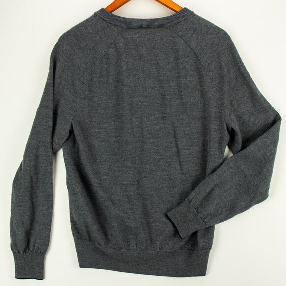 Men's Wool Sweater Large Slim Fit Gray Elbow Patches Pullover Classic Jack Spade - Picture 8 of 11